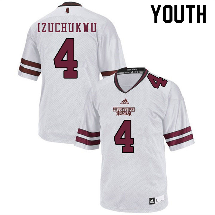 Youth #4 Ani Izuchukwu Mississippi State Bulldogs College Football Jerseys Sale-White